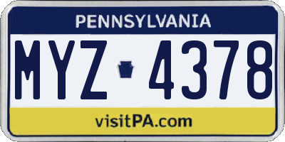 PA license plate MYZ4378
