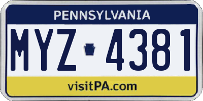 PA license plate MYZ4381