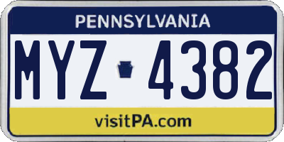 PA license plate MYZ4382