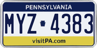PA license plate MYZ4383