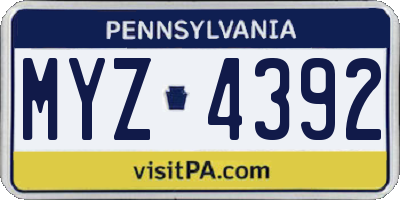 PA license plate MYZ4392