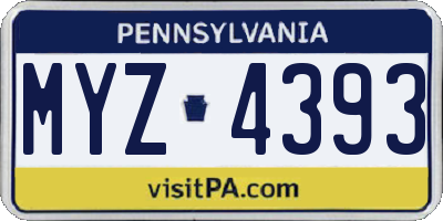 PA license plate MYZ4393