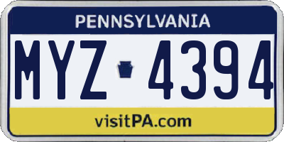 PA license plate MYZ4394