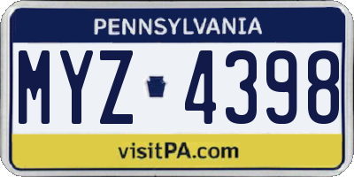 PA license plate MYZ4398