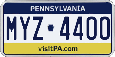 PA license plate MYZ4400