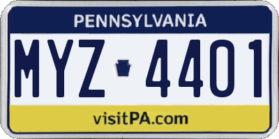 PA license plate MYZ4401