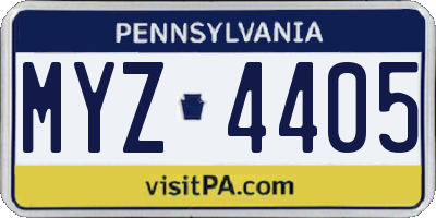 PA license plate MYZ4405