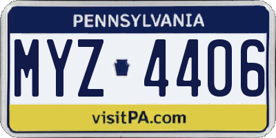 PA license plate MYZ4406
