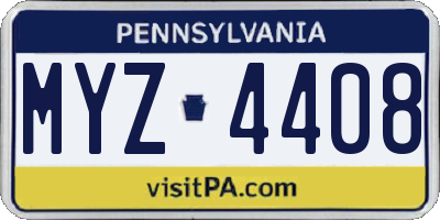 PA license plate MYZ4408