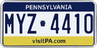 PA license plate MYZ4410