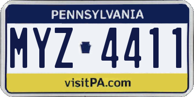 PA license plate MYZ4411