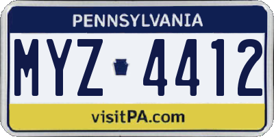 PA license plate MYZ4412
