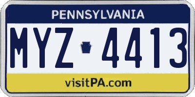PA license plate MYZ4413
