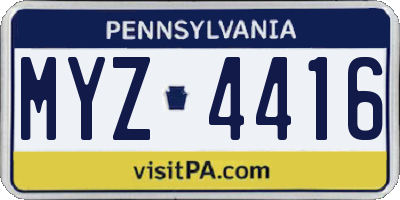 PA license plate MYZ4416