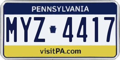 PA license plate MYZ4417