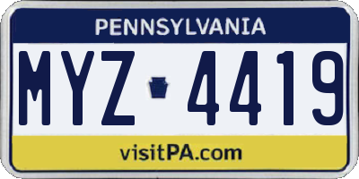 PA license plate MYZ4419
