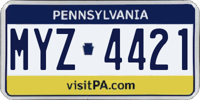 PA license plate MYZ4421