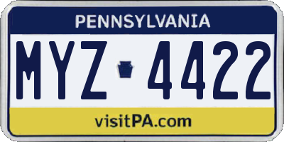 PA license plate MYZ4422