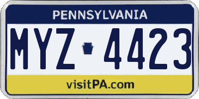 PA license plate MYZ4423