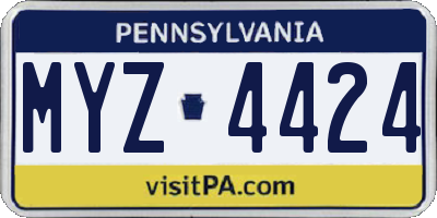 PA license plate MYZ4424