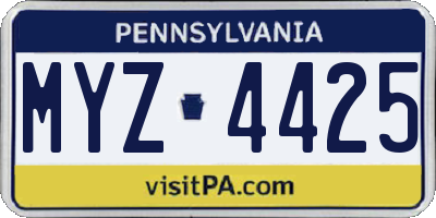PA license plate MYZ4425