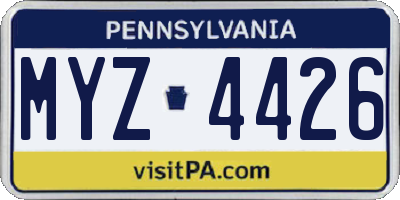PA license plate MYZ4426
