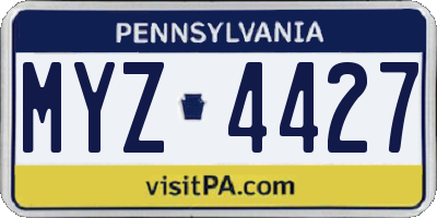 PA license plate MYZ4427