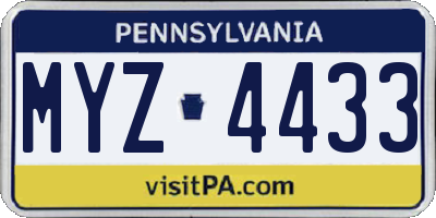 PA license plate MYZ4433