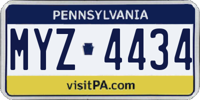 PA license plate MYZ4434
