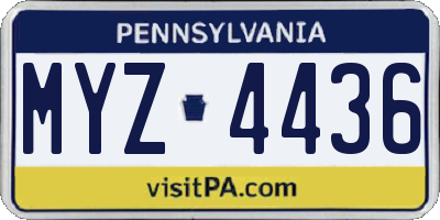 PA license plate MYZ4436