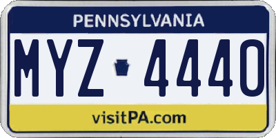 PA license plate MYZ4440