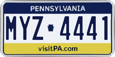 PA license plate MYZ4441