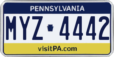 PA license plate MYZ4442