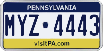PA license plate MYZ4443