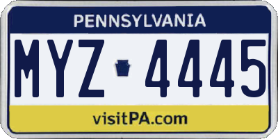 PA license plate MYZ4445