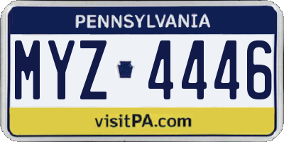 PA license plate MYZ4446