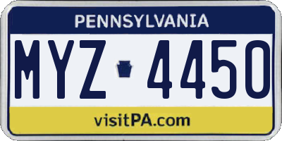 PA license plate MYZ4450