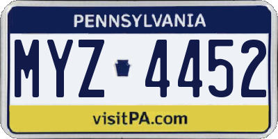 PA license plate MYZ4452
