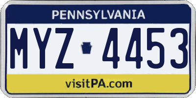 PA license plate MYZ4453