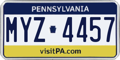 PA license plate MYZ4457