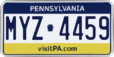 PA license plate MYZ4459