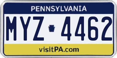 PA license plate MYZ4462