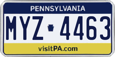 PA license plate MYZ4463