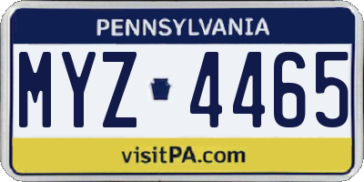 PA license plate MYZ4465