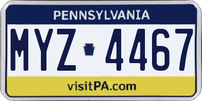 PA license plate MYZ4467
