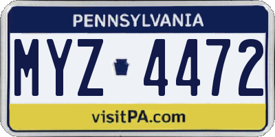 PA license plate MYZ4472