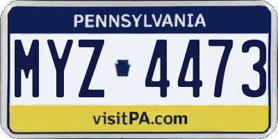 PA license plate MYZ4473