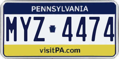 PA license plate MYZ4474
