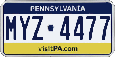 PA license plate MYZ4477