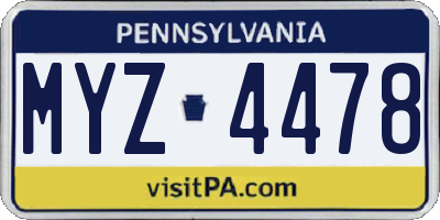 PA license plate MYZ4478